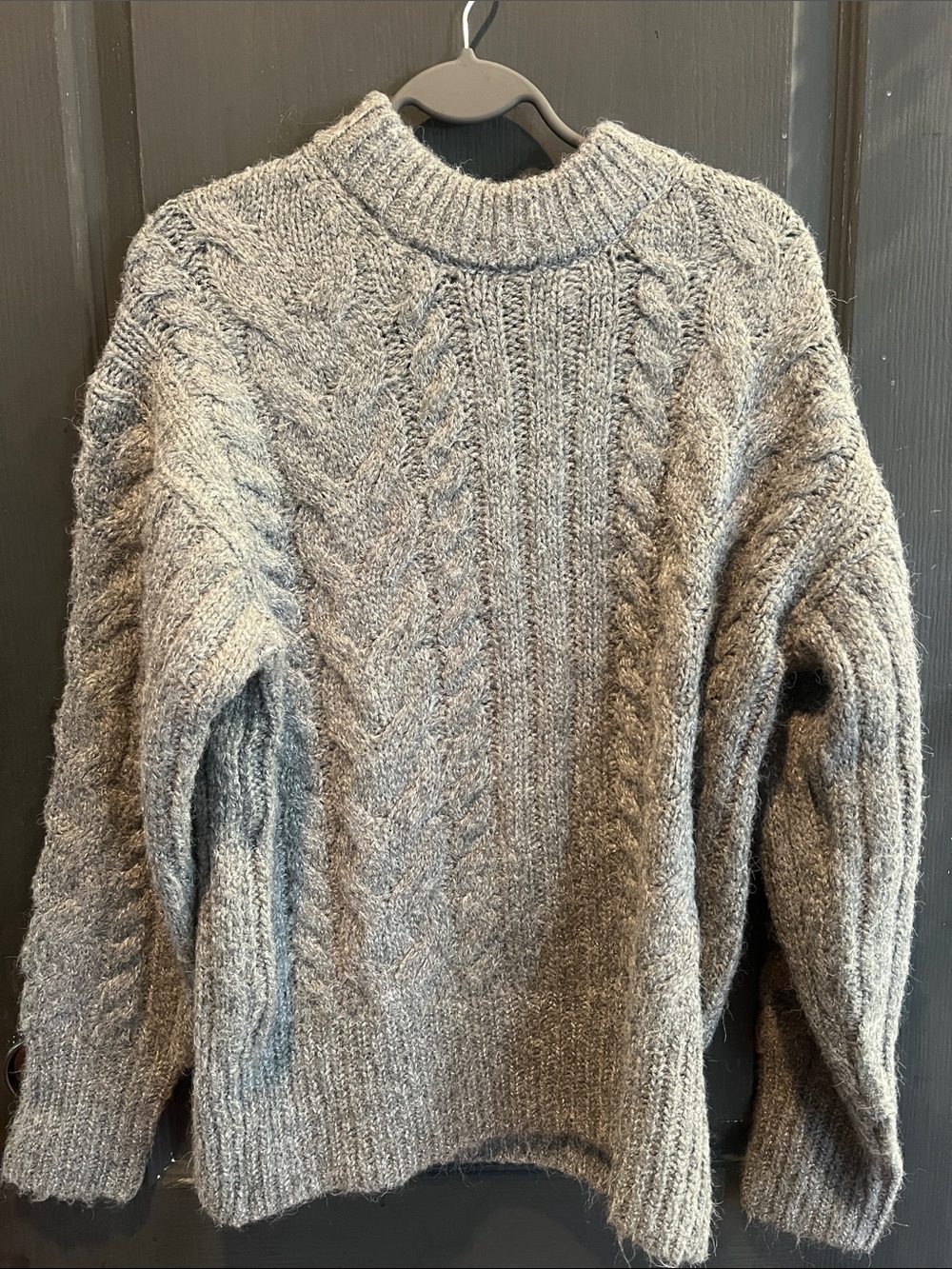 A new day womens Gray Cable-Knit Crewneck Sweater. Brand new never worn